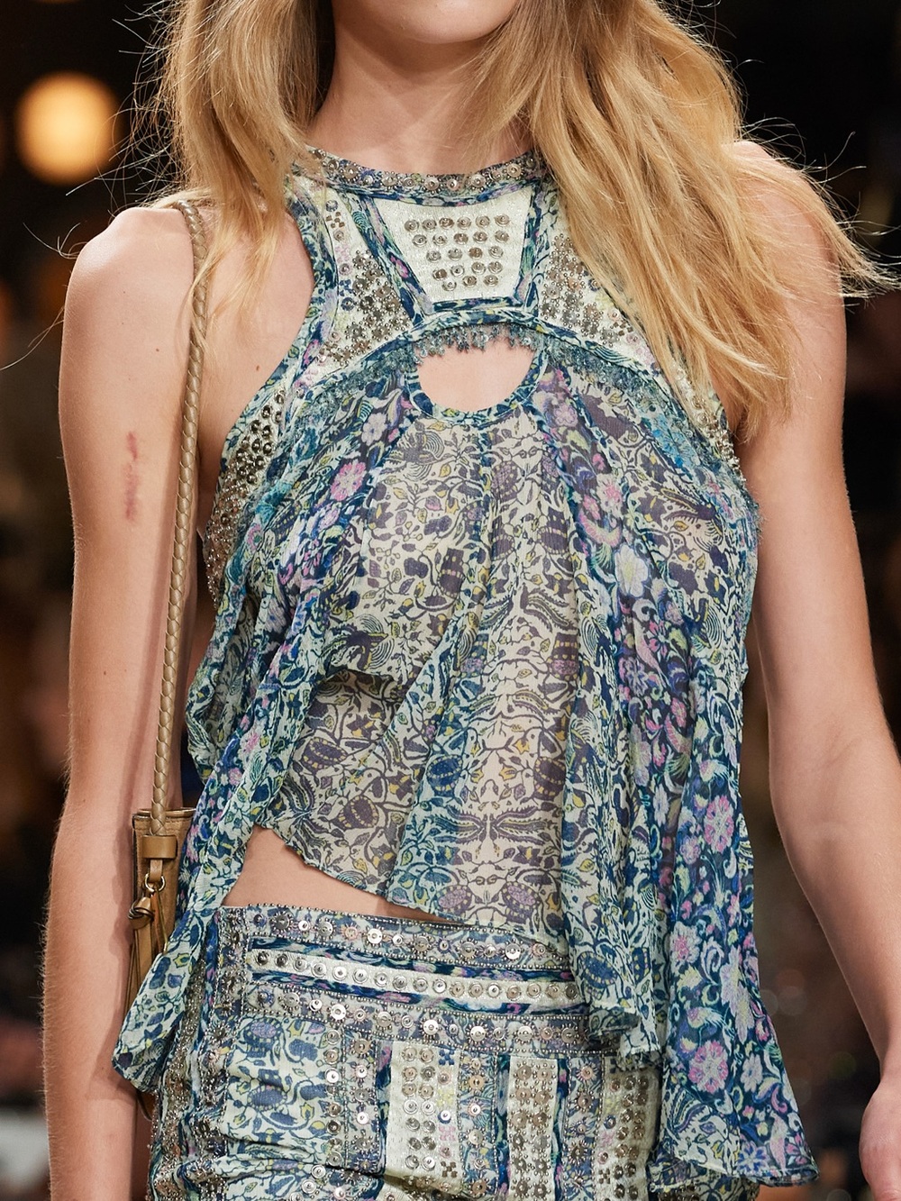Isabel Marant Onyle embellished cutout silk chiffon top